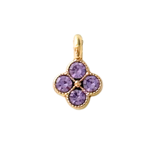 Tiny Purple CZ Gem Clover Charm