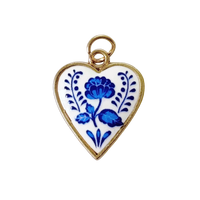 Blue Floral Heart Charm