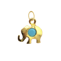 Dainty Gold Elephant With Turquoise Stone Charm