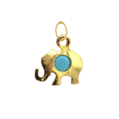 Dainty Gold Elephant With Turquoise Stone Charm