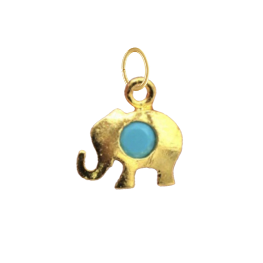 Dainty Gold Elephant With Turquoise Stone Charm