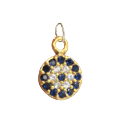 Small Gold and Navy Blue CZ Gem Evil Eye