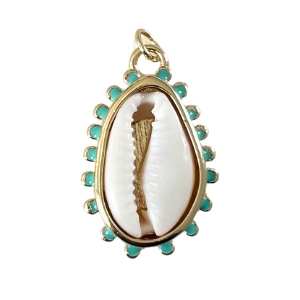 Turquoise Gem Seashell Pendant