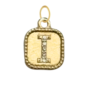 Gold CZ Gem Initial Charm
