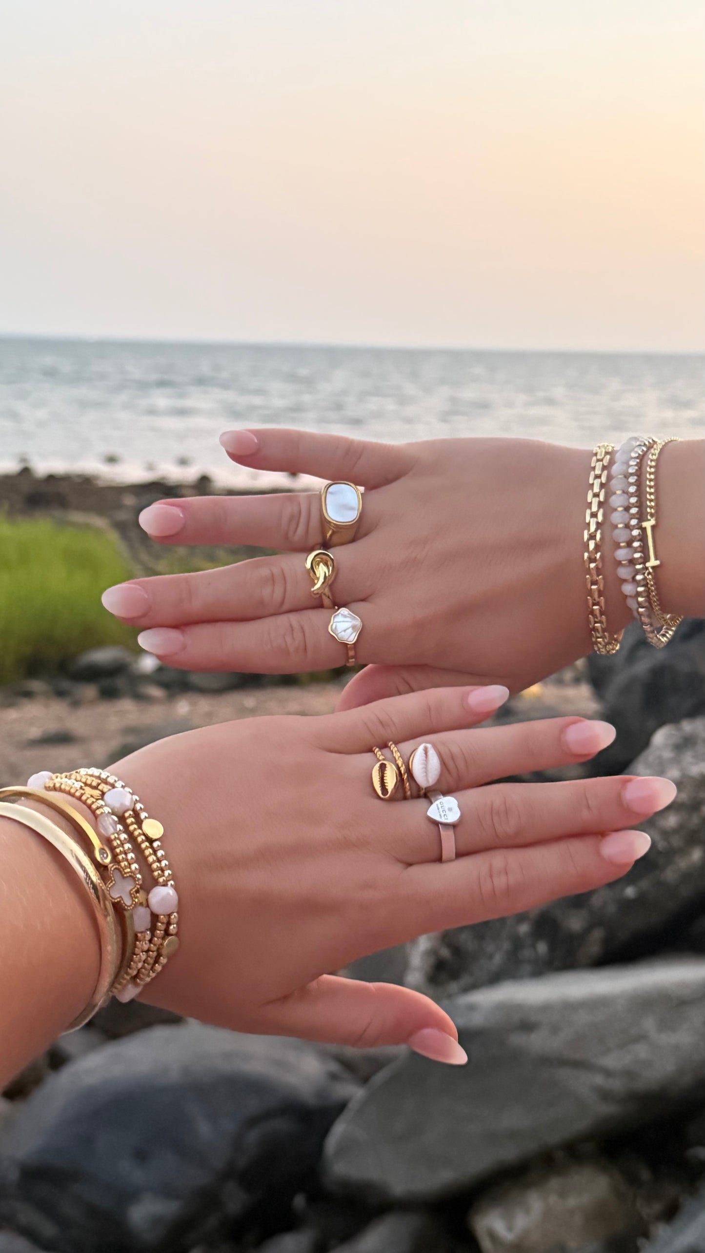 Chunky Gold Mother of Pearl Ring