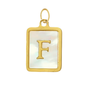 Mother of Pearl Square Initial Charm