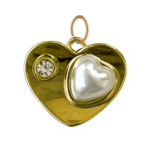 Heart with CZ Gem & Pearl Pendant