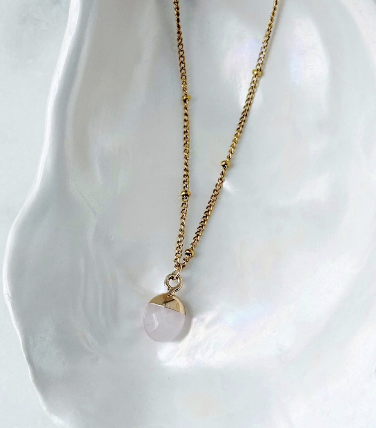 Rose Quartz Necklace and Ring Gift Set