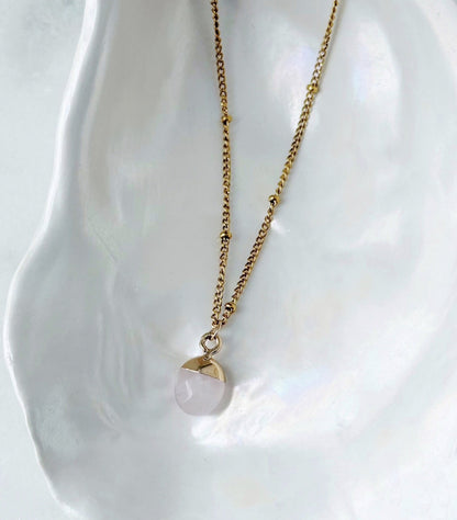 Rose Quartz Necklace and Ring Gift Set