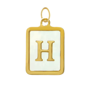 Mother of Pearl Square Initial Charm