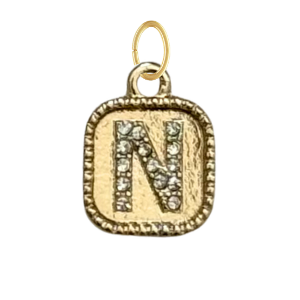 Gold CZ Gem Initial Charm