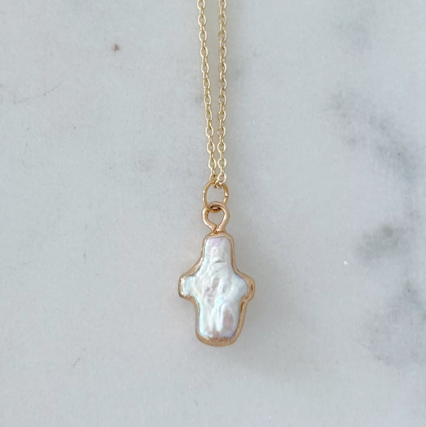 Dainty Pearl Cross Necklace