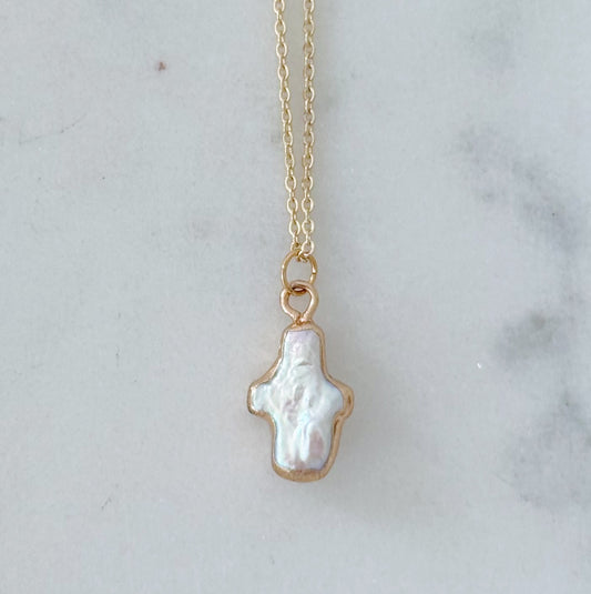 Dainty Pearl Cross Necklace