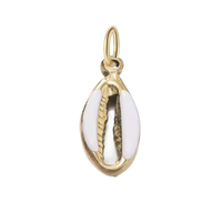 Small Gold White Enamel Seashell Charm