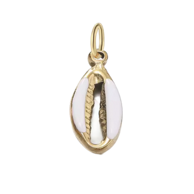 Small Gold White Enamel Seashell Charm