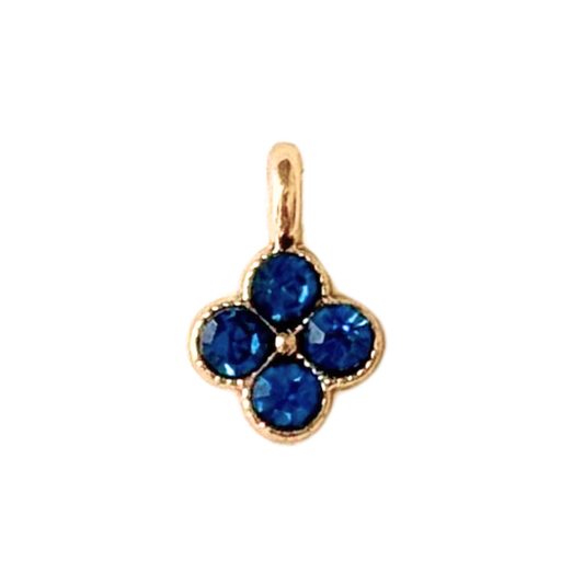 Tiny Blue CZ Gem Clover Charm