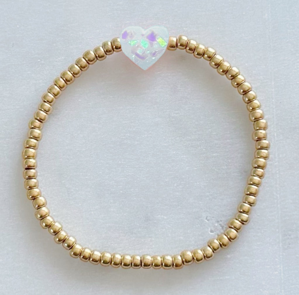 Dainty opal heart bracelet