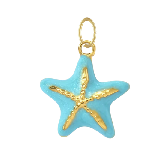 Turquoise Enamel Starfish Charm