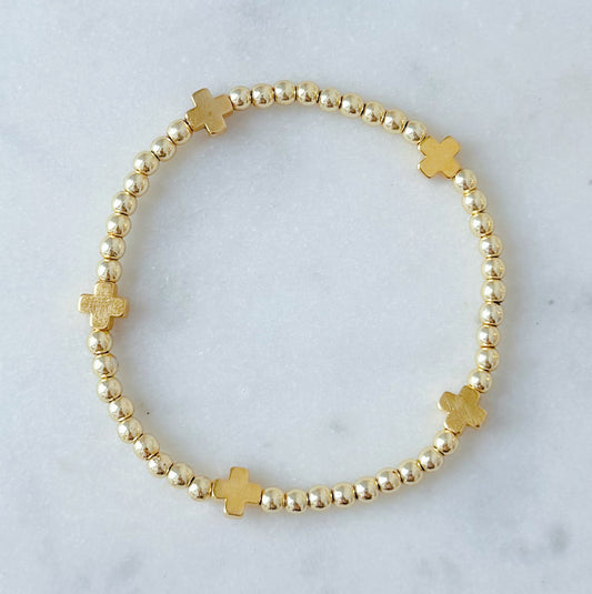 Golden Cross Beaded Bracelet