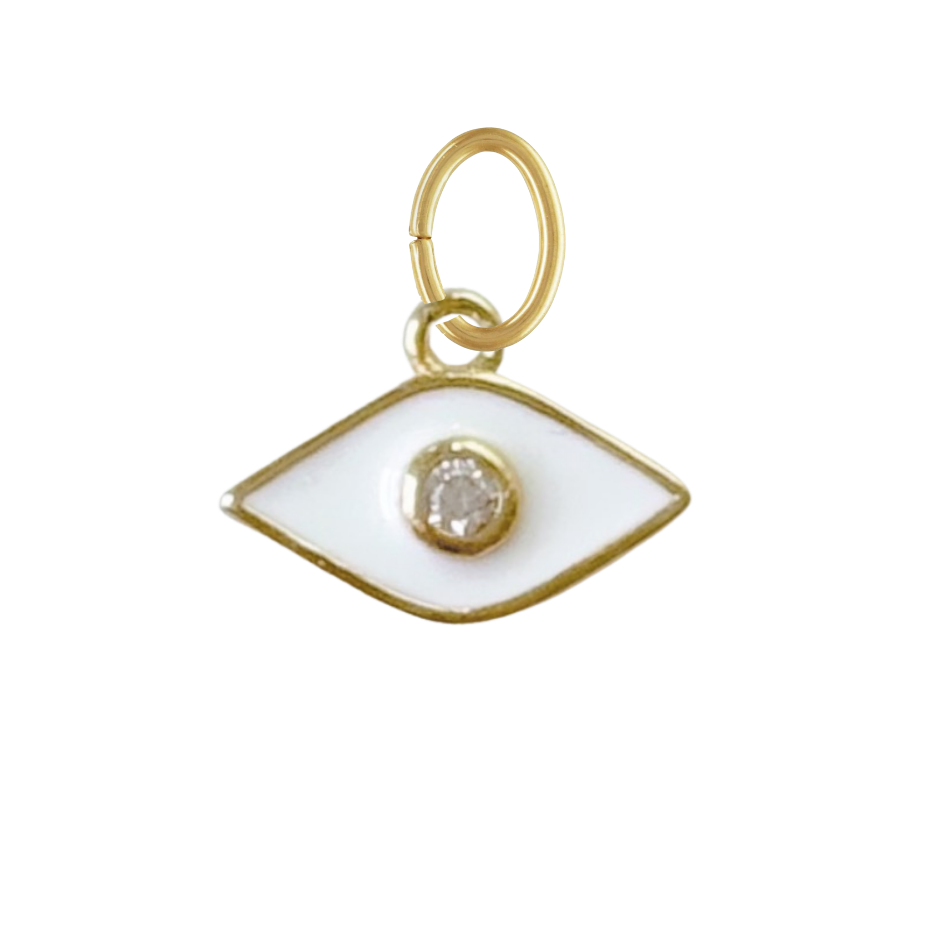 Tiny White Turkish Evil Eye Charm