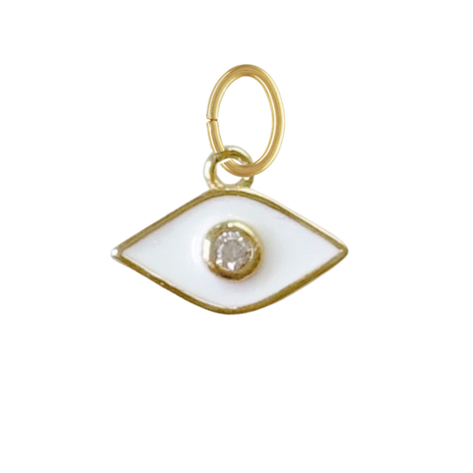 Tiny White Turkish Evil Eye Charm