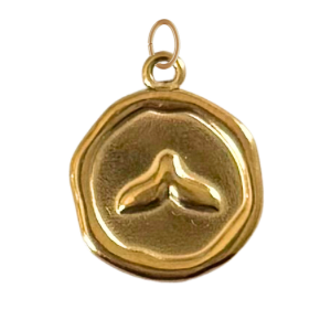 Gold whale tail coin charm