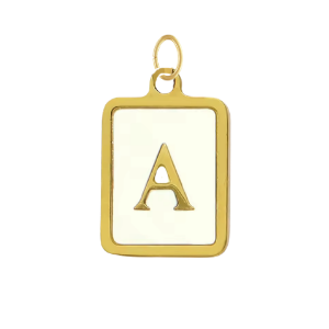 Mother of Pearl Square Initial Charm
