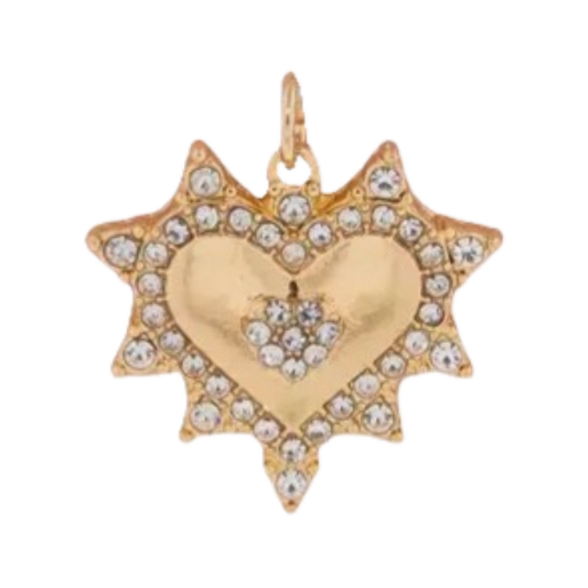Gold CZ Gem Heart Pendant