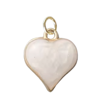 Pearl White Enamel Heart Charm