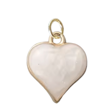 Pearl White Enamel Heart Charm
