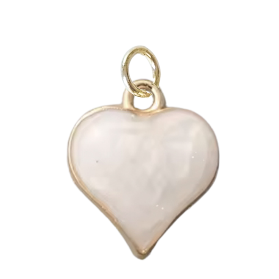 Pearl White Enamel Heart Charm
