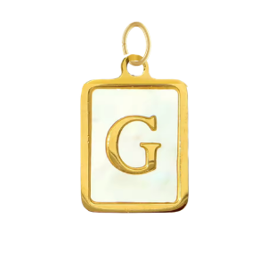 Mother of Pearl Square Initial Charm
