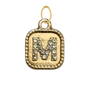 Gold CZ Gem Initial Charm