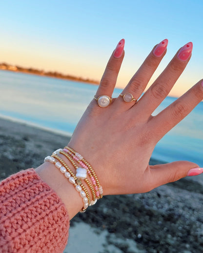 Rose quartz wire wrapped ring