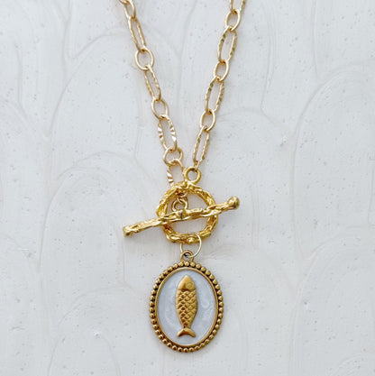 Cisco Fish Pendant Toggle Necklace