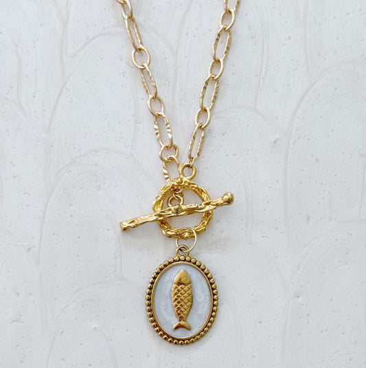Cisco Fish Pendant Toggle Necklace