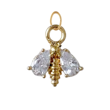 Dainty Gold Bumble Bee Charm With CZ Gems
