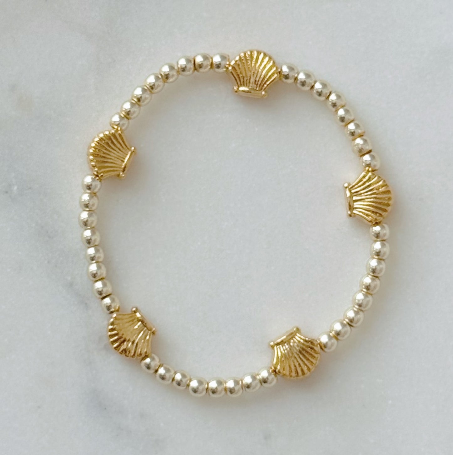 Gold Seashell Beaded Bracelet