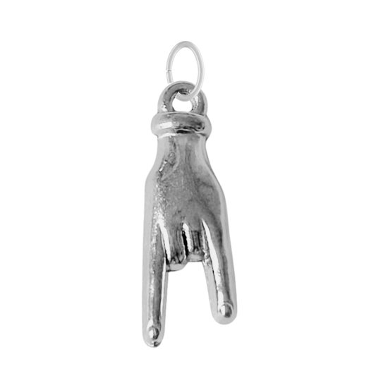 Silver Rock On Hand Charm