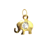 Dainty Gold Elephant with CZ Gem Charm