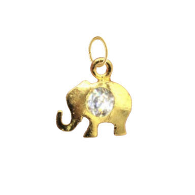 Dainty Gold Elephant with CZ Gem Charm