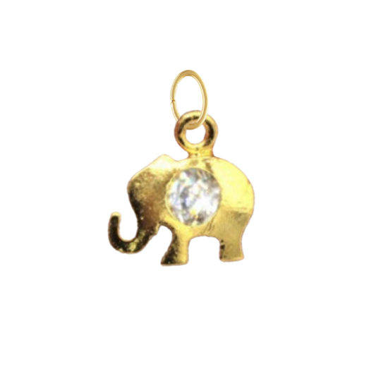 Dainty Gold Elephant with CZ Gem Charm
