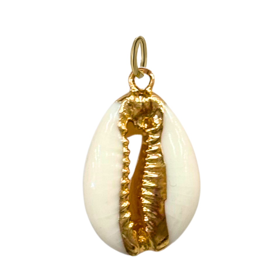 Gold Natural Cowrie Shell Pendant