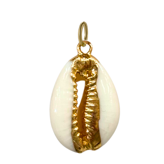 Gold Natural Cowrie Shell Pendant