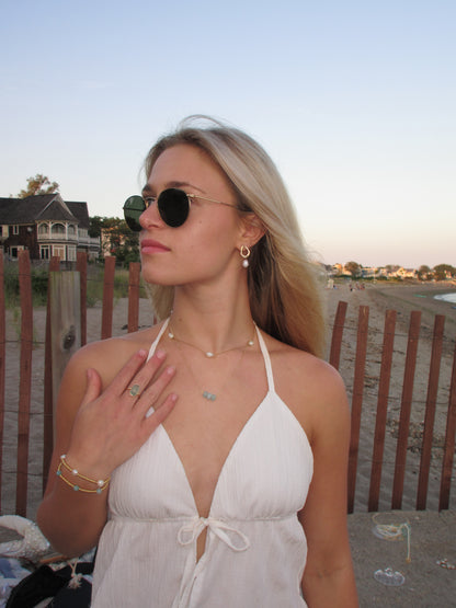 Golden Pearl Drop Earrings
