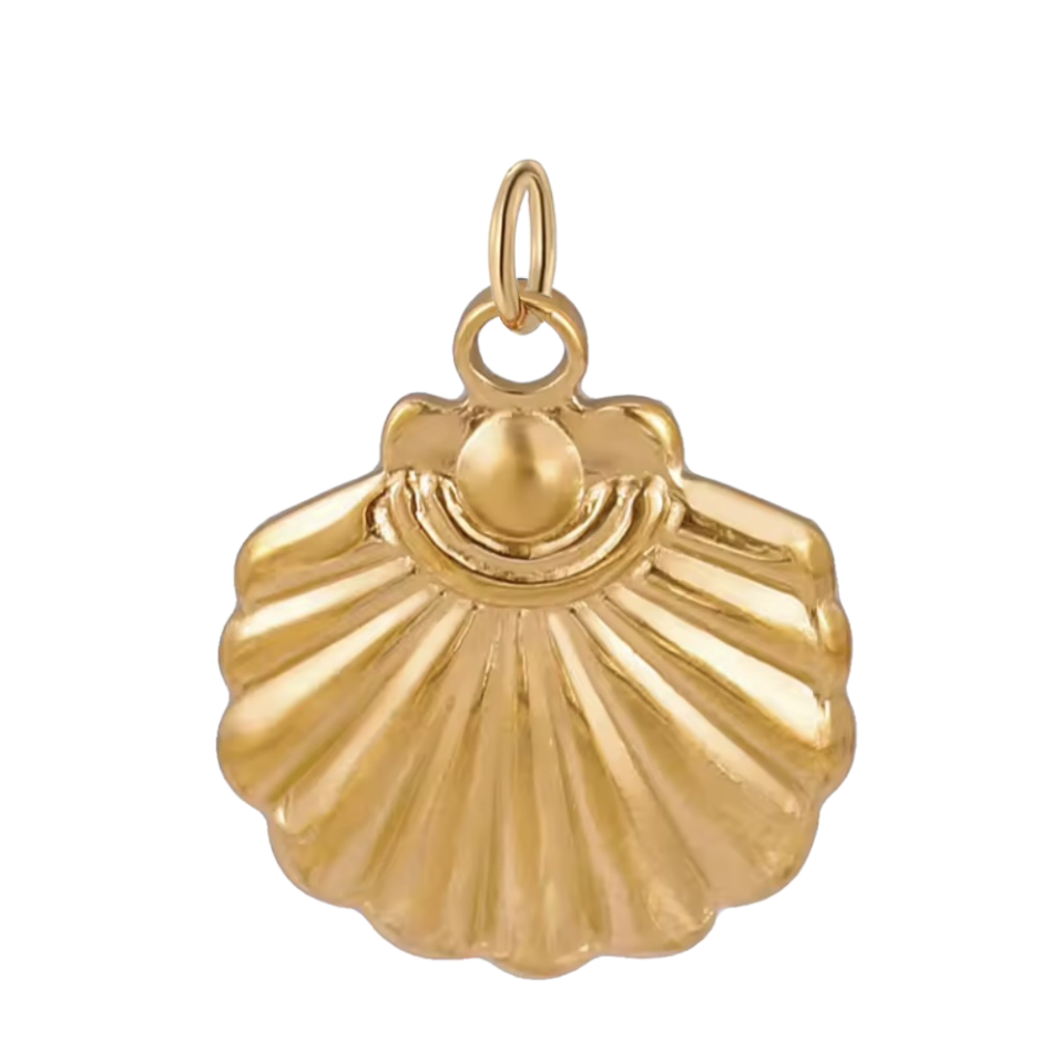 Large Gold Clamshell Pendant