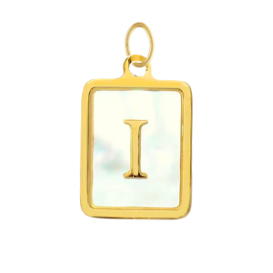 Mother of Pearl Square Initial Charm