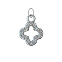 Tiny Silver CZ Gem Clover Charm