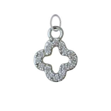 Tiny Silver CZ Gem Clover Charm