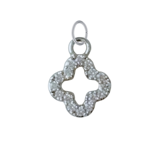 Tiny Silver CZ Gem Clover Charm